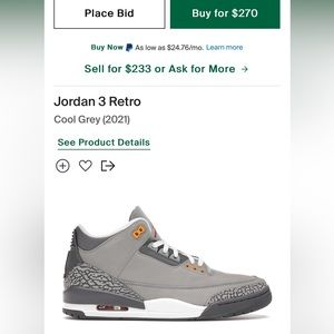 Air Jordan 3s “Cool Grey” Size 11
